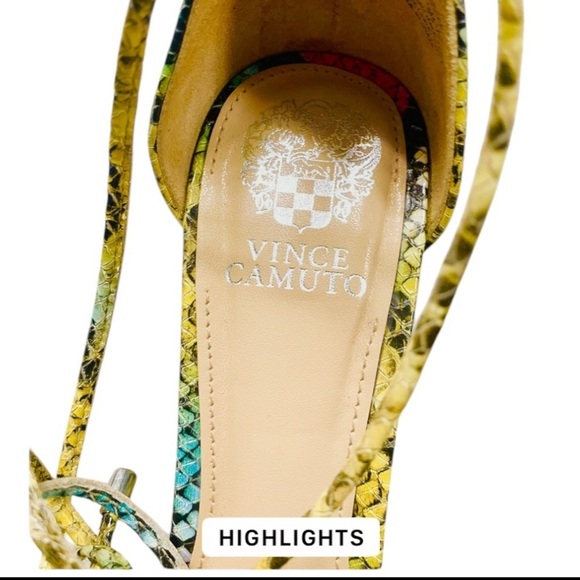 Vince Camuto Stassio Multicolor Python Embossed Wedge Tie Up Shoes 8M - Picture 5 of 9